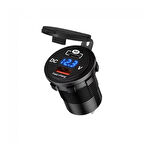 Araç tekne çakmaklık şarjı PD QC3 volt Ölçer ile Hızlı Şarj 12V/24V 