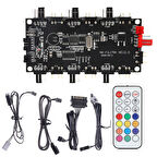 PWM ve ARGB denetleyici Hub 8 port 12V 4Pin Fan ve 5V 3Pin kumandalı RGB adaptörü
