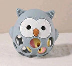 Bebek Baykuş Diş Kaşıyıcı Çıngırak, Bebek Karikatür Diş Kaşıyıcı Oyuncağı mavi