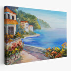 Deniz Manzarası Yağlıboya Görünüm Dekoratif Kanvas Duvar Tablosu-3458