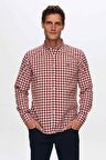 D'S Damat Slim Fit Bordo Kareli Ekoseli Gömlek 7HC02ORT09265
