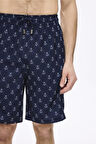 Haşema Çapa Desenli Lacivert Erkek Kısa Havuz ve Deniz Şortu 5045