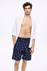Haşema Yelken Desenli Lacivert Erkek Kısa Havuz ve Deniz Şortu 5044