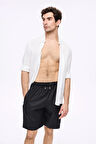 Haşema Dokulu Kumaş Siyah Erkek Kısa Havuz ve Deniz Şortu 5032