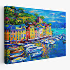 Liman Tekneleri Yağlıboya Görünüm Dekoratif Kanvas Duvar Tablosu-3461