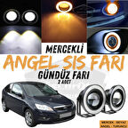 Ford Focus 2.5 2009-2011 Uyumlu Üniversal Mercekli Angel Sis Farı Metal Su Geçirmez 76 mm Turuncu Halkalı Gündüz Farı Angel Eyes 2 Adet