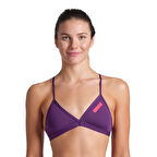Team Swim Top Tie Back Solid Kadın Mor Yüzücü Bikini 004768930