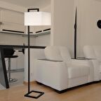 Ecmel Beyaz Şapkalı Siyah Dekoratif Modern Tasarım Ayaklı Oturma Odası-Salon Lambader