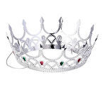 Nessiworld Taşlı Rönesans Kostümlü Kraliyet Ortaçağ Gümüş Kraliçe Prenses Tacı