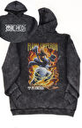 Unisex One Piece Sabo Sırt Baskılı Kapüşonlu Yıkamalı Sweatshirt, Oversize Anime Vintage Hoodie