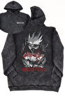 Unisex Kakashi Sırt Baskılı Kapüşonlu Yıkamalı Sweatshirt, Oversize Anime Temalı Vintage Hoodie