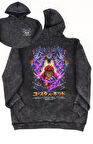 Unisex Eustass Kid Sırt Baskılı Kapüşonlu Yıkamalı Sweatshirt, Oversize One Piece Anime Hoodie
