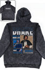Oversize Drake Sırt Baskılı Kapüşonlu Yıkamalı Sweatshirt, Unisex Rapper Temalı Eskitme Hoodie