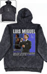 Unisex Luis Miguel Sırt Baskılı Kapüşonlu Yıkamalı Sweatshirt, Oversize Şarkıcı Temalı Retro Hoodie
