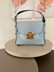 Kadın Mavi Rugan Mini Kapaklı El Çantası