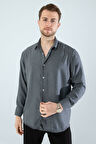  Mevsimlik Keten Dokulu Uzun Kollu Oversize Erkek Gömlek(ÜRÜN GENİŞ KALIPDIR)