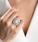 925 Ayar Gümüş Baget Taşlı Yüzük 