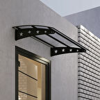 SundurmaX Pratik Metal Sundurma (200X100) Yıldız Serisi Kapı ve Pencere Üstü Sundurma Koruma Gölgelik Kar Yağmur Kanopi (Siyah - Şeffaf)