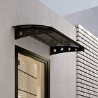 SundurmaX Pratik Metal Sundurma (300X100) Yıldız Serisi Kapı ve Pencere Üstü Sundurma Koruma Gölgelik Kar Yağmur Kanopi (Siyah - Füme)