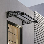 SundurmaX Pratik Metal Sundurma (200X100) Lotus Serisi Kapı ve Pencere Üstü Sundurma Koruma Gölgelik Kar Yağmur Kanopi (Antrasit - Şeffaf)