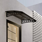 SundurmaX Pratik Metal Sundurma (250X100) Lotus Serisi Kapı ve Pencere Üstü Sundurma Koruma Gölgelik Kar Yağmur Kanopi (Antrasit - Füme)