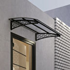 SundurmaX Pratik Metal Sundurma (250X100) Selçuklu Serisi Kapı ve Pencere Üstü Sundurma Koruma Gölgelik Kar Yağmur Kanopi (Siyah - Şeffaf)