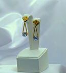 Yeni Sezon Paslanmaz Çelik Taşlı Yonca Altın Kaplama Küpe