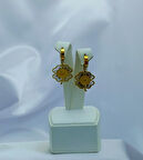 Yeni Sezon Paslanmaz Çelik Çeyrekli Yonca Model Taş'lı Altın Kaplama Küpe