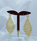 Yeni Sezon Paslanmaz Çelik Baklava Desenli (BERİVAN) Altın Kaplama Küpe (10 CM.)