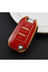 Citroen Jumpy Sustalı Parlak Anahtar Kılıfı Kırmızı Renk