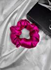 Kadın Saten Toka / M - Büyülü Fuşya – Tekli Lüks Lastik Model Scrunchie
