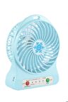 Taşınabilir 3 Kademeli Usb Girişli Şarjlı + Pil  Mini Masaüstü El Fanlı Vantilatör -turkuaz