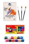 Resim Defteri 25x35 Spiralli 165 Gr 15 Yaprak Funny Kids 12 Renk Akrilik Boyası 12x15 Ml Set