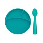 Oioi Vakum Tabanlı Silikon Tabak Ve Nam Nam Kaşık 2'Li Set