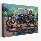 Eski Siyah Araba Yağlıboya Görünüm Dekoratif Kanvas Duvar Tablo-3520