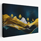 Altın Renkli Dağların Dekoratif Duvar Tablosu-3523