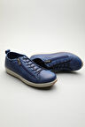 Gondol Hakiki Deri Günlük Rahat Fermuarlı Yazlık Ayakkabı zx.2402 - Mavi - 37