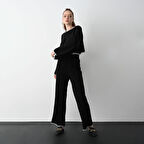 Dikiş Detaylı Crop  Triko Takım