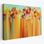Soyut Çiçekler Yağlıboya Görünüm Dekoratif Kanvas Duvar Tablosu-3541