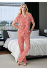 Geometrik Desenli Kısa Kollu Düğmeli Pijama Takımı