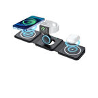 Ozmik 3'ü 1 arada MegaSafe Uyumlu Katlanabilir Manyetik Kablosuz Şarj Cihazı Pedi Hepsi Bir Arada