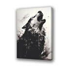 uluyan kurt baskılı kanvas duvar tablosu