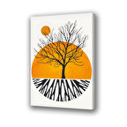 geometri kuru dallar güneş gölge baskılı kanvas duvar tablosu