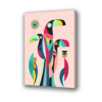 geometri soyut hayvanlı baskılı kanvas duvar tablosu