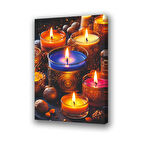 renkli mumlar baskılı kanvas duvar tablosu