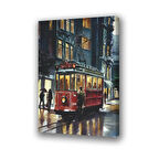 tranway cadde binalar baskılı kanvas duvar tablosu