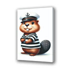 denizci sincap baskılı kanvas duvar tablosu