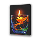 bardaktaki mum romantik baskılı kanvas duvar tablosu