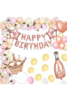 ROSE GOLD KRAL TAÇLI HAPPY BIRTHDAY FOLYO BALON SET