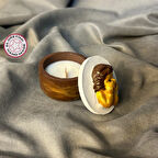 Uretti - Ayşe 7362 - El Yapımı Dekoratif Kapaklı Küçük Kahverengi Mumluk - 4 x 6 cm